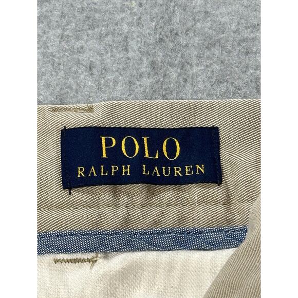 Polo Ralph Lauren Shorts Mens W36 Chino Khaki Beige Flat Front Slash Pocket Golf - Picture 2 of 12